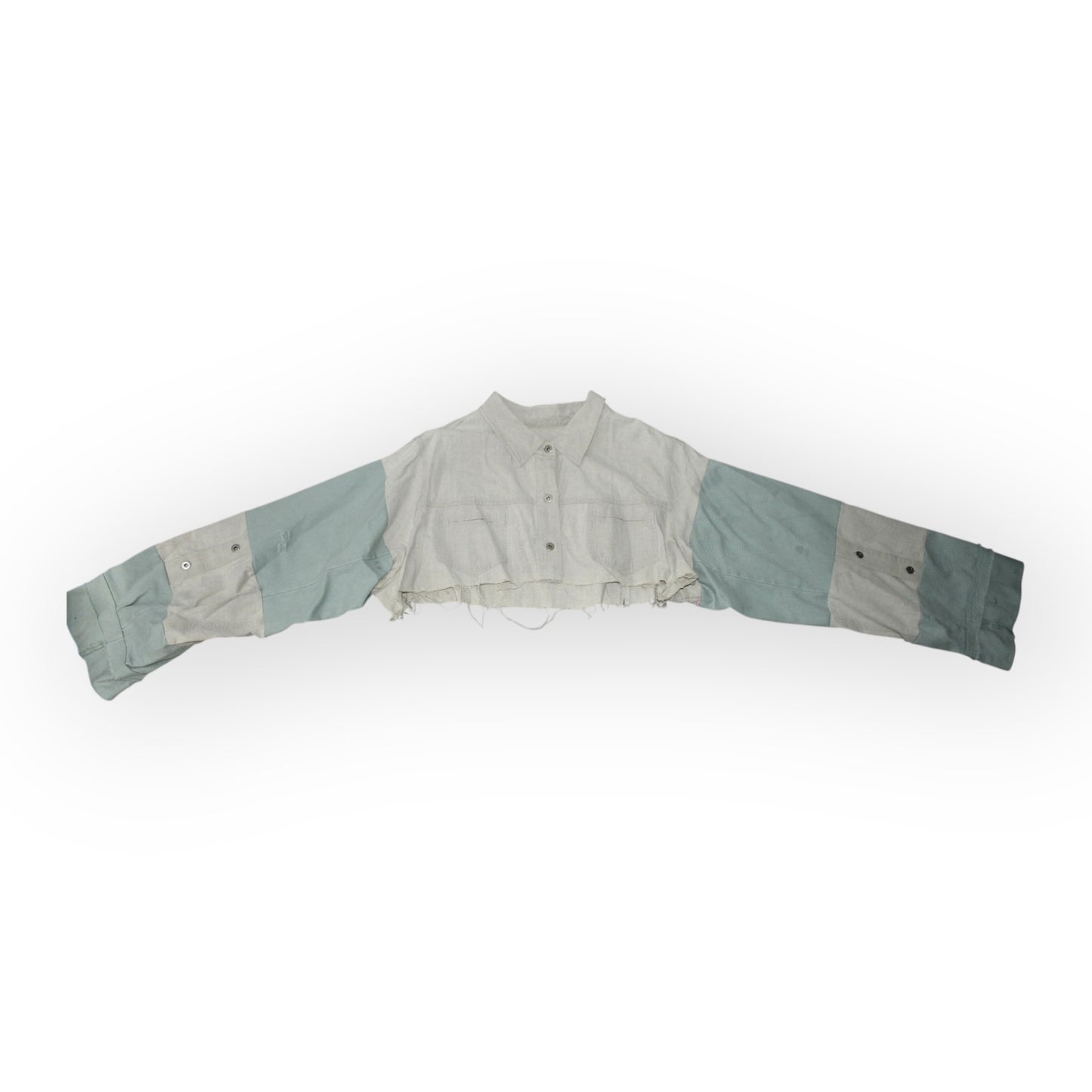 Mint and Cream Cropped Shirt