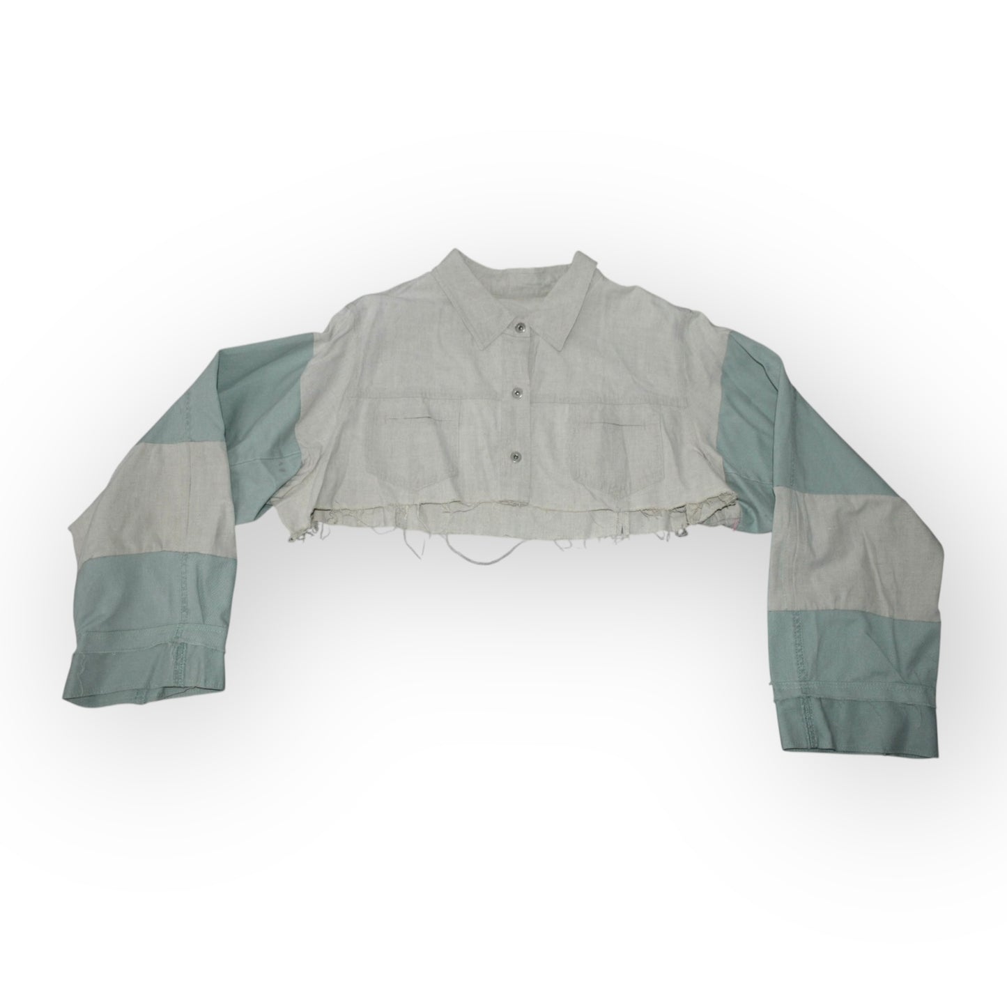 Mint and Cream Cropped Shirt