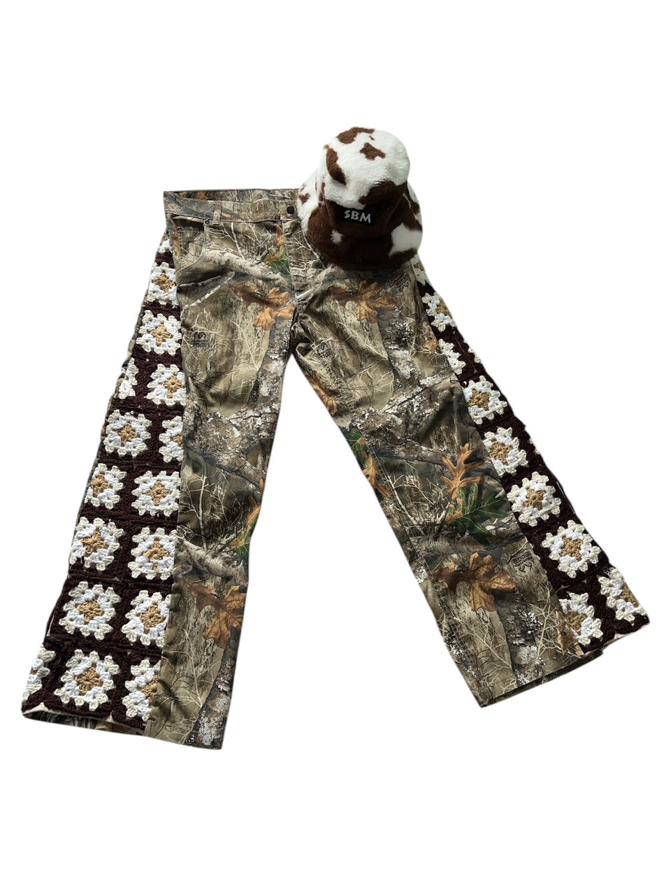 Camo Quilted Pants & Cow Bucket Hat